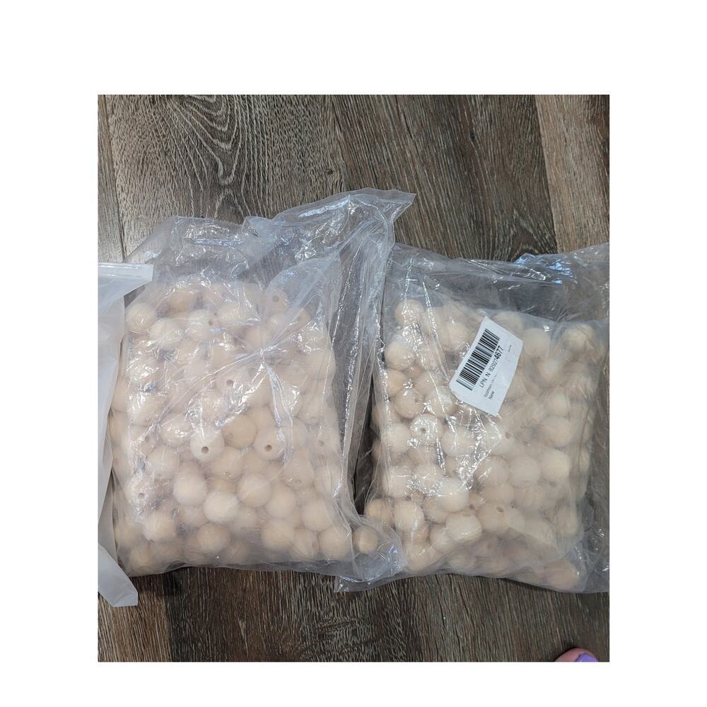 Wooden Beads 1" Raw Natural 250‎ Pieces NIB #4